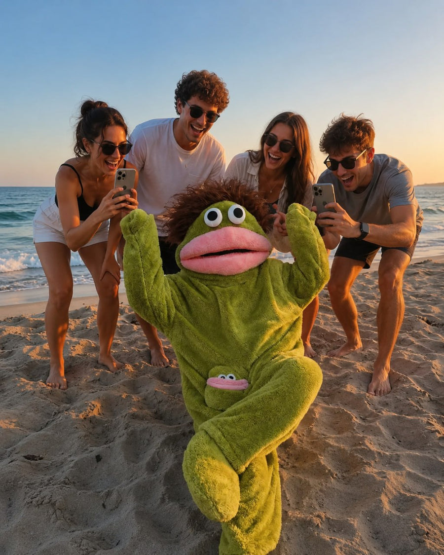 Funny Puppet Plush Onesie π€£ | Cozy Full-Body Costume Zip-Up