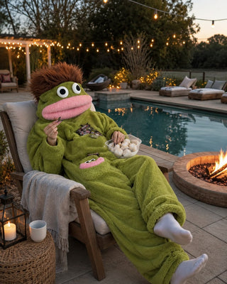 Funny Puppet Plush Onesie  | Cozy Full-Body Costume Zip-Up